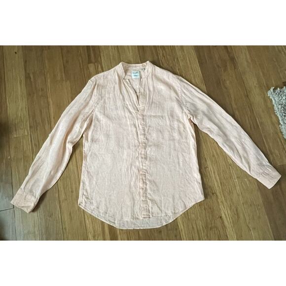 Murano Baird‎ McNutt 100% Linen Women's Shirt Mandarin Collar Medium, Peach - Picture 1 of 5